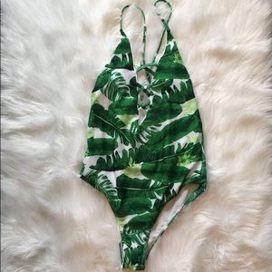 1 Piece Palm Print Bathing Suit